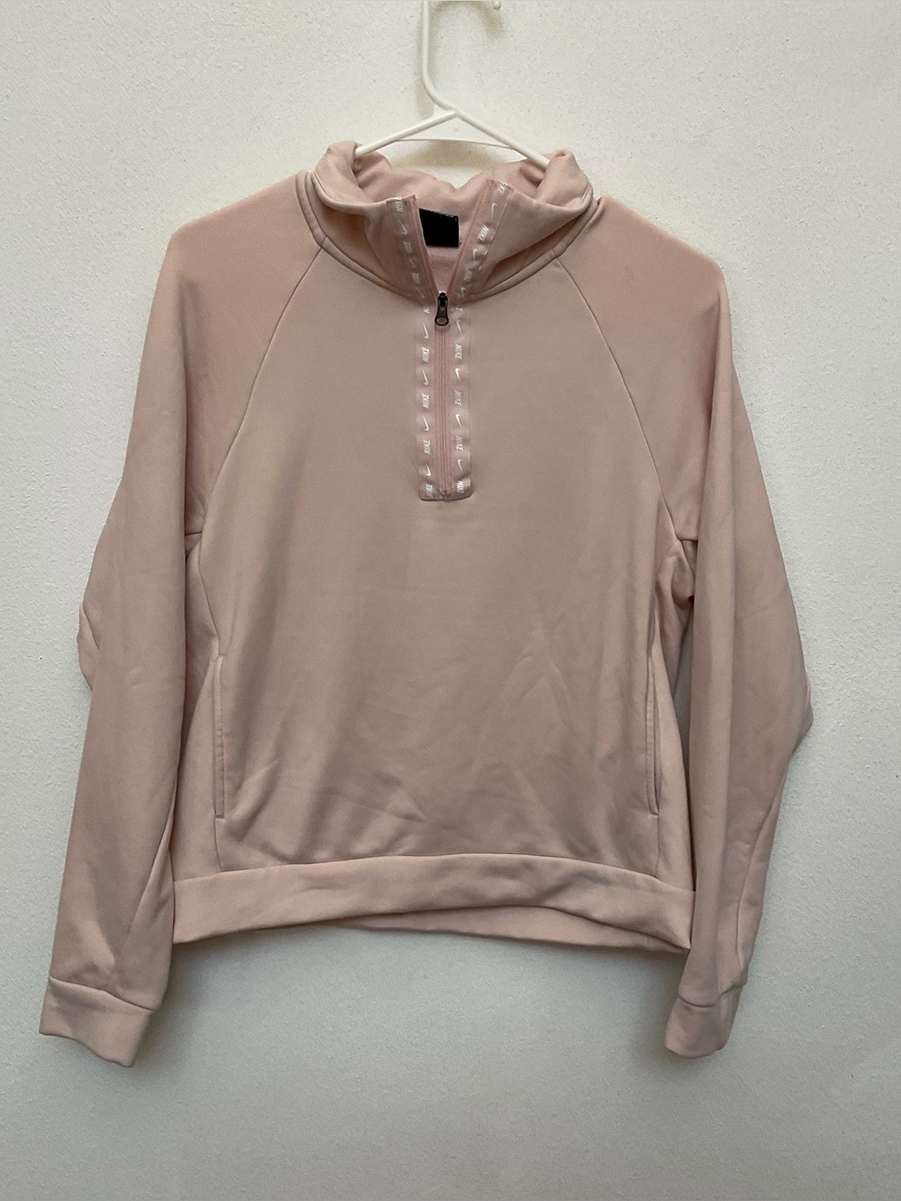 Nike Blush Pink Half Zip Athletic Jacket Size XS Workout Gym Running Layer Girly